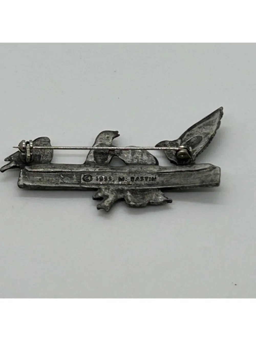 Pewter Bird Brooch M Bastian Vintage Pin 1999 Nature-Inspired Design